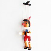 Oyuncak Kukla Pinokyo Ahşap İpli Kukla 26cm Pinokyo Oyuncağı - 4