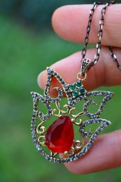 STONEAGE JEWELLERY Kök Yakut Otantik Bayan Kolye - 1