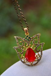 STONEAGE JEWELLERY Kök Yakut Otantik Bayan Kolye - 2