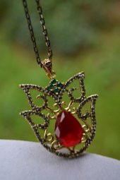 STONEAGE JEWELLERY Kök Yakut Otantik Bayan Kolye - 3