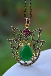 STONEAGE JEWELLERY Kök Zümrüt Otantik Bayan Kolye thumbnail 2