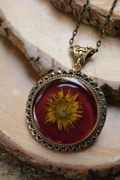 STONEAGE JEWELLERY Gerçek Çiçek El Yapımı Bayan Kolye thumbnail 2