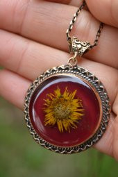 STONEAGE JEWELLERY Gerçek Çiçek El Yapımı Bayan Kolye thumbnail 4