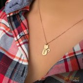 Kişiye özel yazılı roz kedi kolye - 1