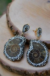 STONEAGE Salyangoz Fosili El Yapımı Bayan Küpe thumbnail 2