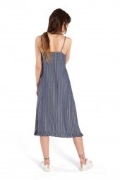 Elsa - Varak çizgili denim görünümlü elbise | 160239-1 - 3