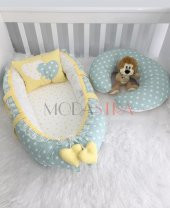 Modastra Babynest Yeşil Yıldız Baby nest ve Emzirme Yastığı Set thumbnail 1