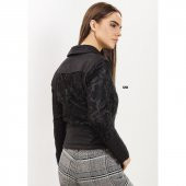 VİTRİN KOL DETAYLI BAYAN DERİ CEKET SİYAH - 8206 SİYAH - 2