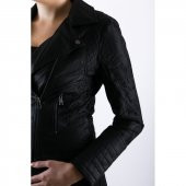 VİTRİN KOL DETAYLI BAYAN DERİ CEKET SİYAH - 8206 SİYAH - 3