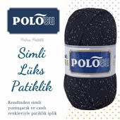 Polosu Simli Patiklik İplik, Simli Lüks Patiklik El Örgü İpi - 1