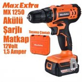 MAX-EXTRA MX1250 Akülü Şarjlı Vidalama Matkap 12V 1.5Ah Çift Akü - 1