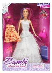 Mavi Yedek Elbiseli Moda Bebek Bambi 88018-C - 1