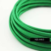 2x0,50mm Yeşil Renkli Dekoratif Örgülü Kumaş Kablo, 5 Metrelik Paket - 1
