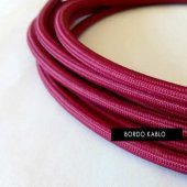 2x0,50mm Bordo Renkli Dekoratif Örgülü Kumaş Kablo, 5 Metrelik Paket - 1