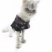 Kamuflaj Polo Yaka Tişört Kedi Kıyafeti  Kedi Elbisesi - 5