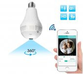 Akıllı Ampul Kamera 360 DERECE + HD Gece Görüşlü + Kablosuz Güvenlik WiFi Kamerası Bebek Kamera - 1
