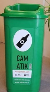 Sıfır Atık Projesi Cam Atık Kutusu 70 lt Ücretsiz Kargo - 1