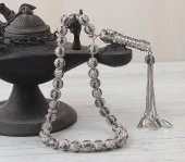 Zirkon Taşlı Telkari Model 925 Ayar Gümüş Tesbih - 2