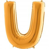 U Harf Grabo Altın Folyo Balon 102 cm - 1