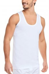 12 li Seher Erkek Penye Klasik Askılı Beyaz Atlet 100 Pamuk - 4