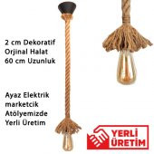 Dekoratif Jut Halat Sarkıt Avize 60 cm Boy E27 Duy Tavan Rozanslı - 1