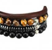 Alnis Atelier K.gözü,Oniks ve Hematit Doğal Taş Erkek Bileklik Kombin - 5