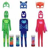 Pijamaskeliler Kostümü - Baykuş Kız Kostümü - Kedi Çocuk Kostümü - Kertenkele Kostümü - Pj Masks - 1