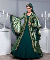 Tesettür Kaftan Full Boncuk İşleme Bindallı Kına Elbisesi Yazgı - 2
