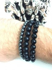 Alnis Atelier Oniks,Hematit Doğal Taş Erkek Bileklik Kombin - 1