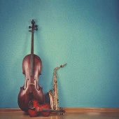 Baskılı Duş Perde Müzik Keman Saksafon Deseni thumbnail 4