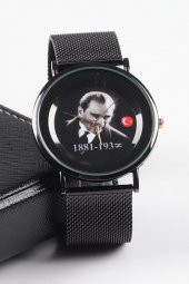 Ricardo Siyah Atatürk Portreli Erkek Kol Saati - 1