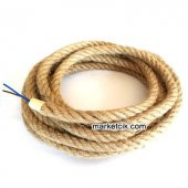 1cm Dekoratif Örgülü Hasır Halat Kablo, 1 Metre (Kablolu) - 1