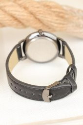 Siyah Deri Kordonlu Füme Metal Kasa Erkek Kol Saati - 1