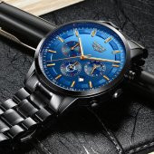 Lige Erkek Kol Saati Multifonksiyon Siyah Klasik Tasarım Saat - 1