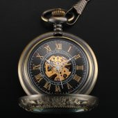 Steampunk Tasarım Retro Köstekli Cep Saati Kurmalı Mekanik Saat - 5