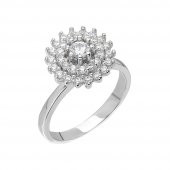 925 Ayar Gümüş 3 Sıra Zirkon Taşlı Halka Tasarım Bayan Yüzük - 3