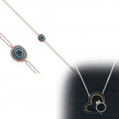 925 Ayar Gümüş Bileklik - Kolye İkili Set (M-42) - 1