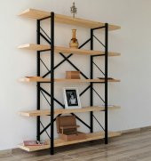 Metal Ahşap Kitaplık Seti Ofis Büro Raf K194 - 1