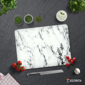 DECORITA Cam Kesme Tahtası - Beyaz Mermer Görünümlü - 3