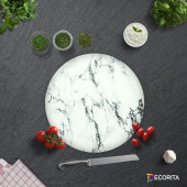 DECORITA Cam Kesme Tahtası - Beyaz Mermer Görünümlü - 4