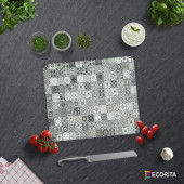 DECORITA Cam Kesme Tahtası - Karakalem Desenli - 2