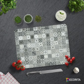 DECORITA Cam Kesme Tahtası - Karakalem Desenli - 3