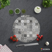 DECORITA Cam Kesme Tahtası - Karakalem Desenli - 4