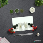 DECORITA Cam Kesme Tahtası - Beyaz Orkide ve Siyah Oniks - 1