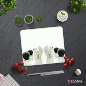 DECORITA Cam Kesme Tahtası - Beyaz Orkide ve Siyah Oniks - 2