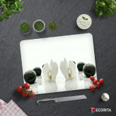 DECORITA Cam Kesme Tahtası - Beyaz Orkide ve Siyah Oniks - 3