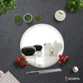 DECORITA Cam Kesme Tahtası - Beyaz Orkide ve Siyah Oniks - 4