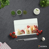 DECORITA Cam Kesme Tahtası - Beyaz Mum Desen - 1