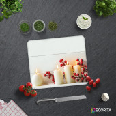 DECORITA Cam Kesme Tahtası - Beyaz Mum Desen - 2