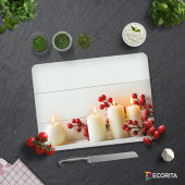 DECORITA Cam Kesme Tahtası - Beyaz Mum Desen - 3